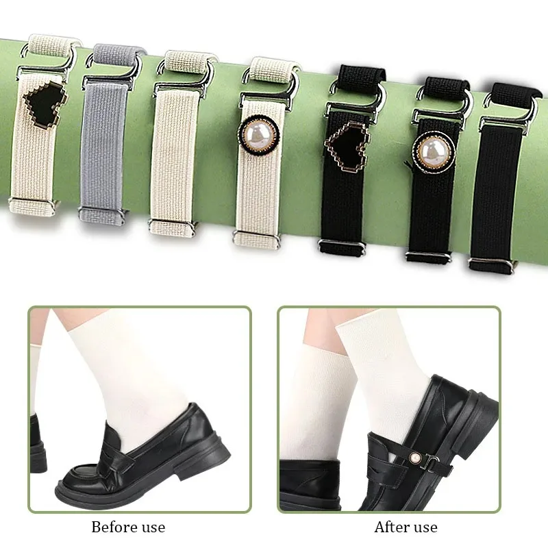 Loafers Bundle Shoelaces Holder Anti-drop Elastic Laces Women Leather Shoes Lastic Shoestring Love Pearl Straps Lazy Accessories thumbnail 6
