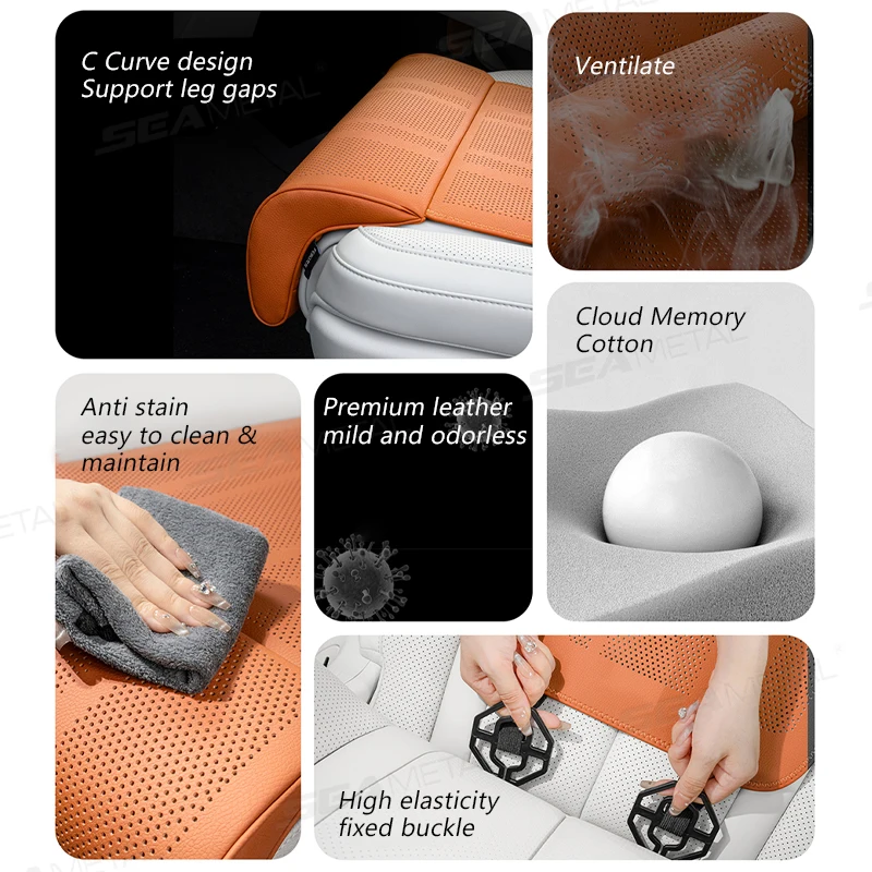 SEAMETAL Car Seat Cushion with Leg Support Universal Car Seat Protection Cover with Extension Leg Rest Padding Relieve Fatigue thumbnail 2