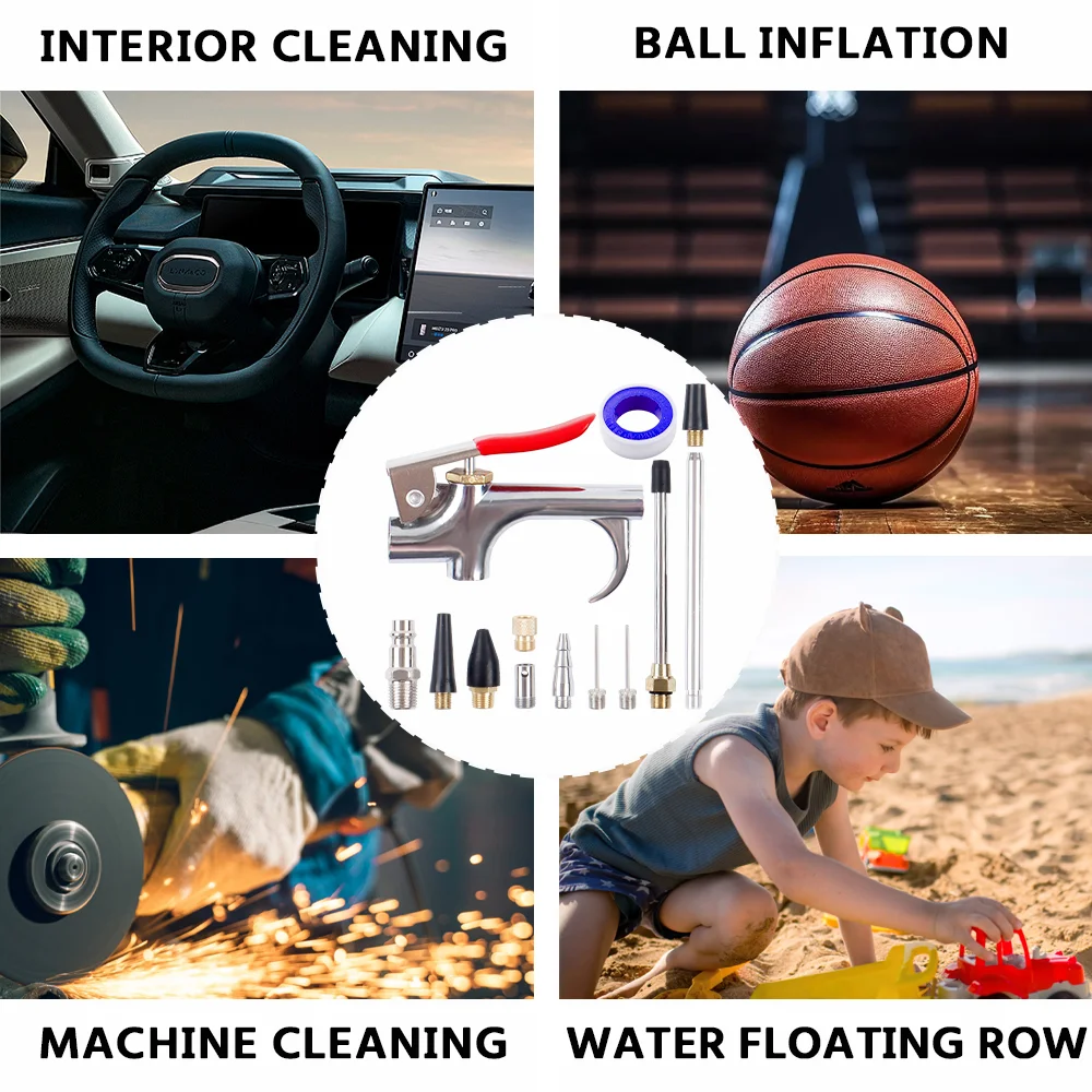 13Pcs/set Air Compressor Blow Gun Multiple Nozzles Pneumatic Tool Removable Mini Dust Cleaning Tool Kit for Dead Corner Cleaning thumbnail 6