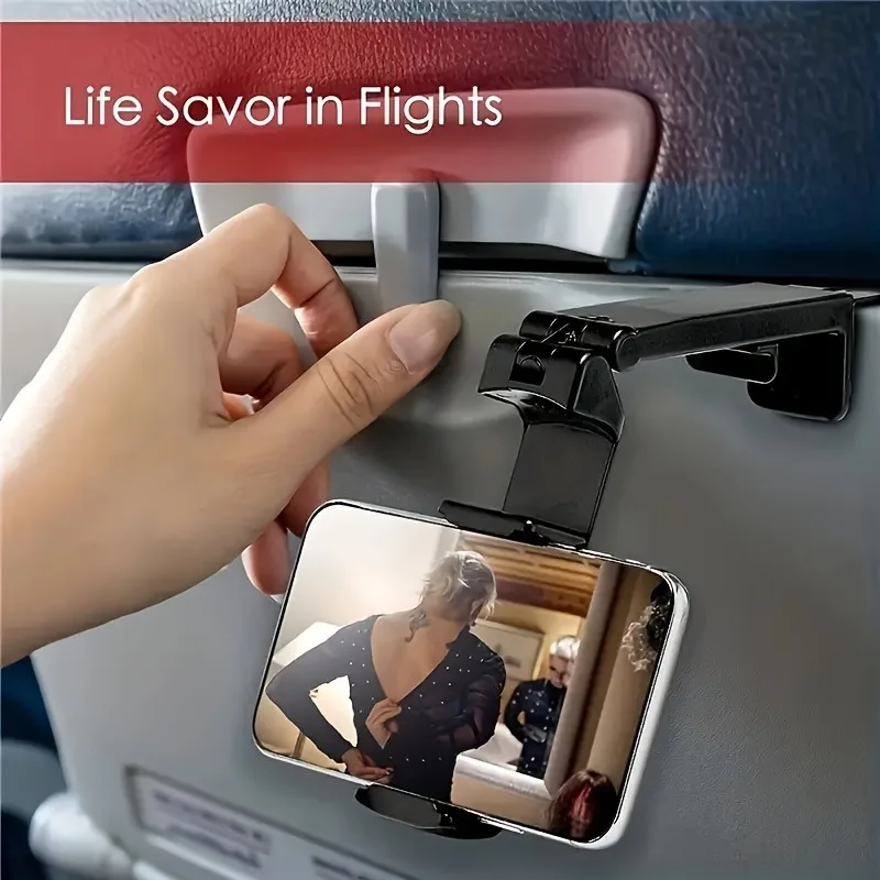 Airplane Phone Holder Portable Travel Stand Desk Flight Foldable Adjustable Rotatable Selfie Holding Train Seat Stand Support thumbnail 3
