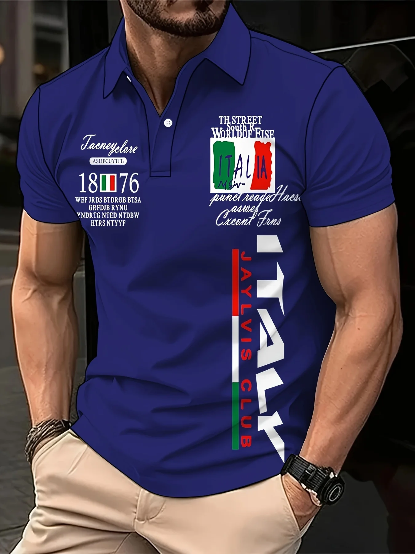The 2025 summer new men's POLO shirt features a casual fashionable comfortable soft and breathable 3D letter pattern print thumbnail 2
