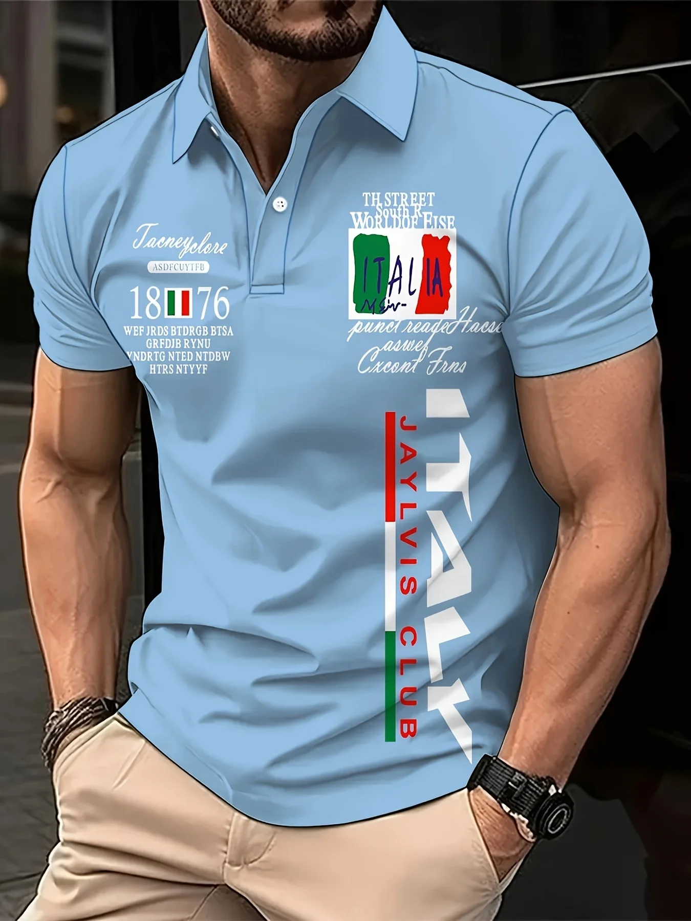 The 2025 summer new men's POLO shirt features a casual fashionable comfortable soft and breathable 3D letter pattern print thumbnail 5