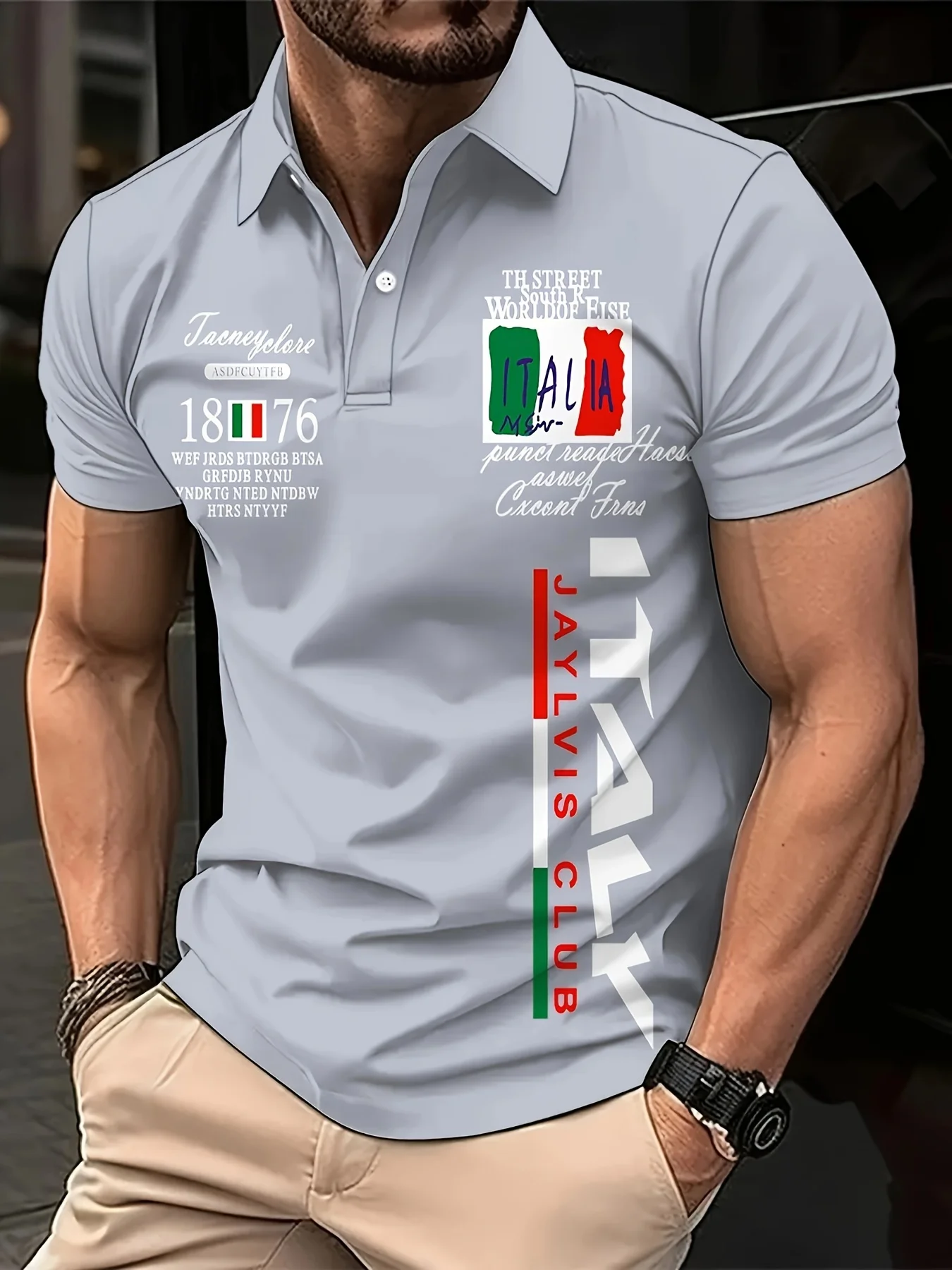 The 2025 summer new men's POLO shirt features a casual fashionable comfortable soft and breathable 3D letter pattern print thumbnail 3