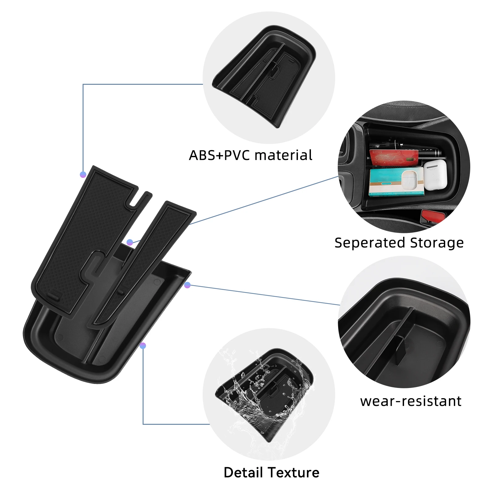 for Chevy Chevrolet Trailblazer 2021-2025 Center Console Armrest Storage Box Hideen Tray Organizer Auto Interior Accessories Bla thumbnail 5