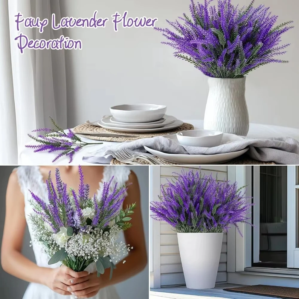 5Pcs Artificial Lavender Flowers Heads DIY Fake Flowers Bouquets Home Room Decor Party Garden Table Wedding Decor Outdoor Plants thumbnail 5