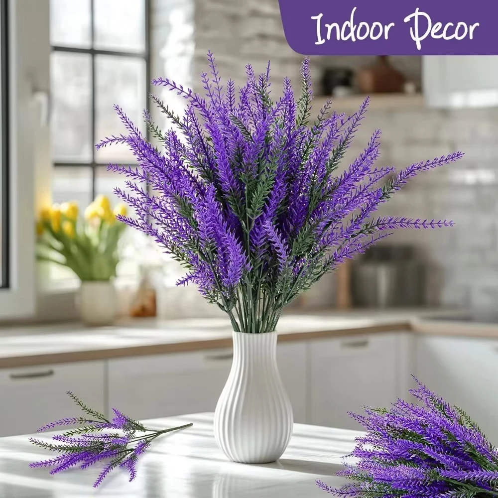 5Pcs Artificial Lavender Flowers Heads DIY Fake Flowers Bouquets Home Room Decor Party Garden Table Wedding Decor Outdoor Plants thumbnail 2