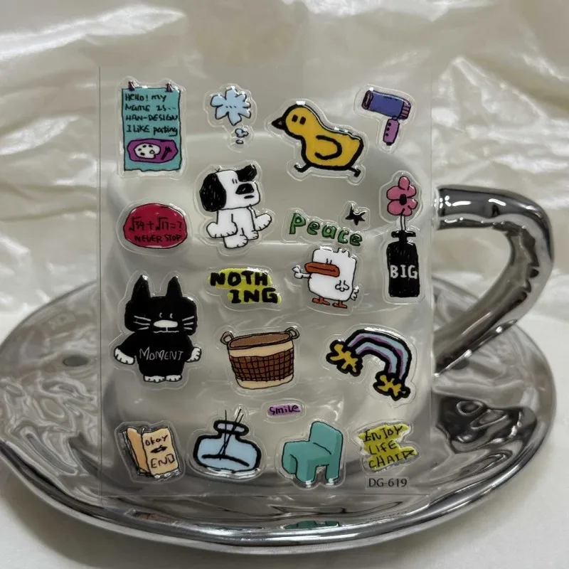 Korean INS-style Jelly Stickers Cute 3D Relief Decal Decorative Kawaii Stickers Mobile Phone Case DIY PC Waterproof Decals thumbnail 3