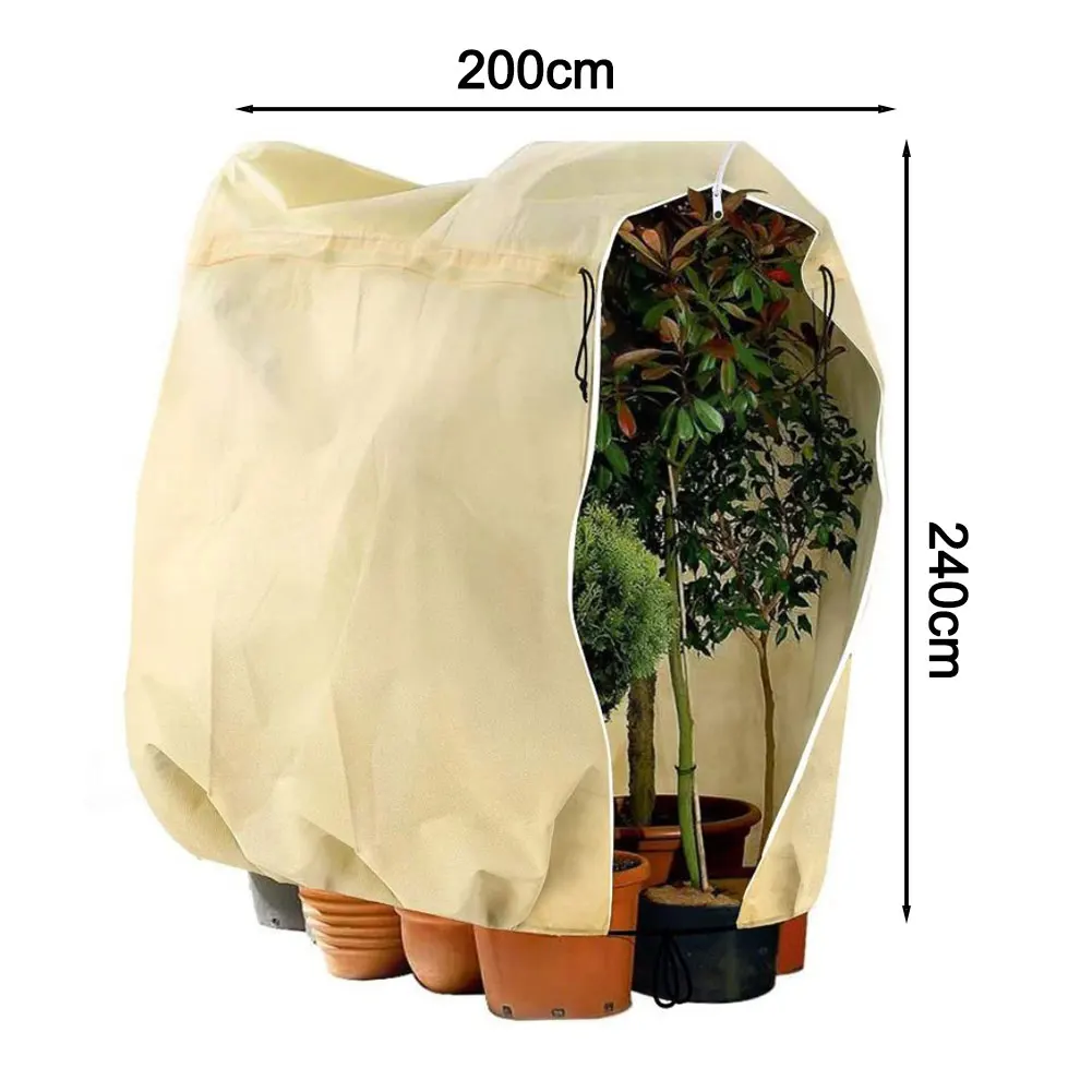 200x240cm Plant Frost Protection Cover Non-Woven Fleece Garden Plant Covers With Drawstring For Winter To Protect Outdoor Plants thumbnail 2