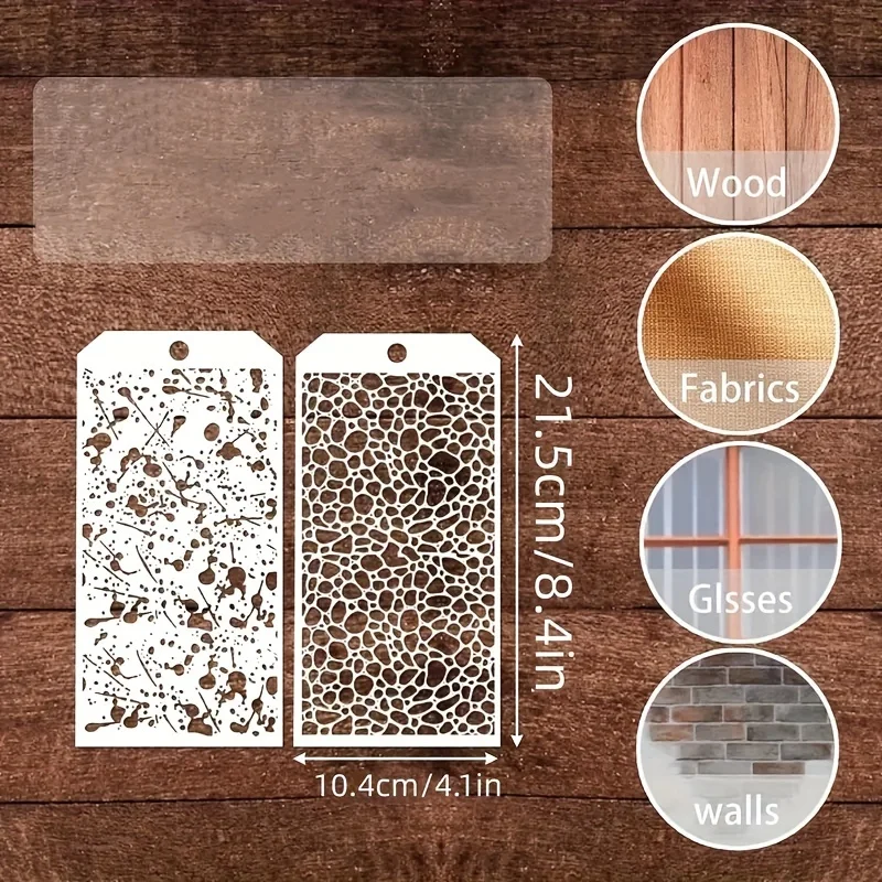 8pcs/set Textured Hollow DIY Painting Stencil Set Painting Template Vintage Hollow Pattern Creative DIY Journal Drawing Painting thumbnail 2