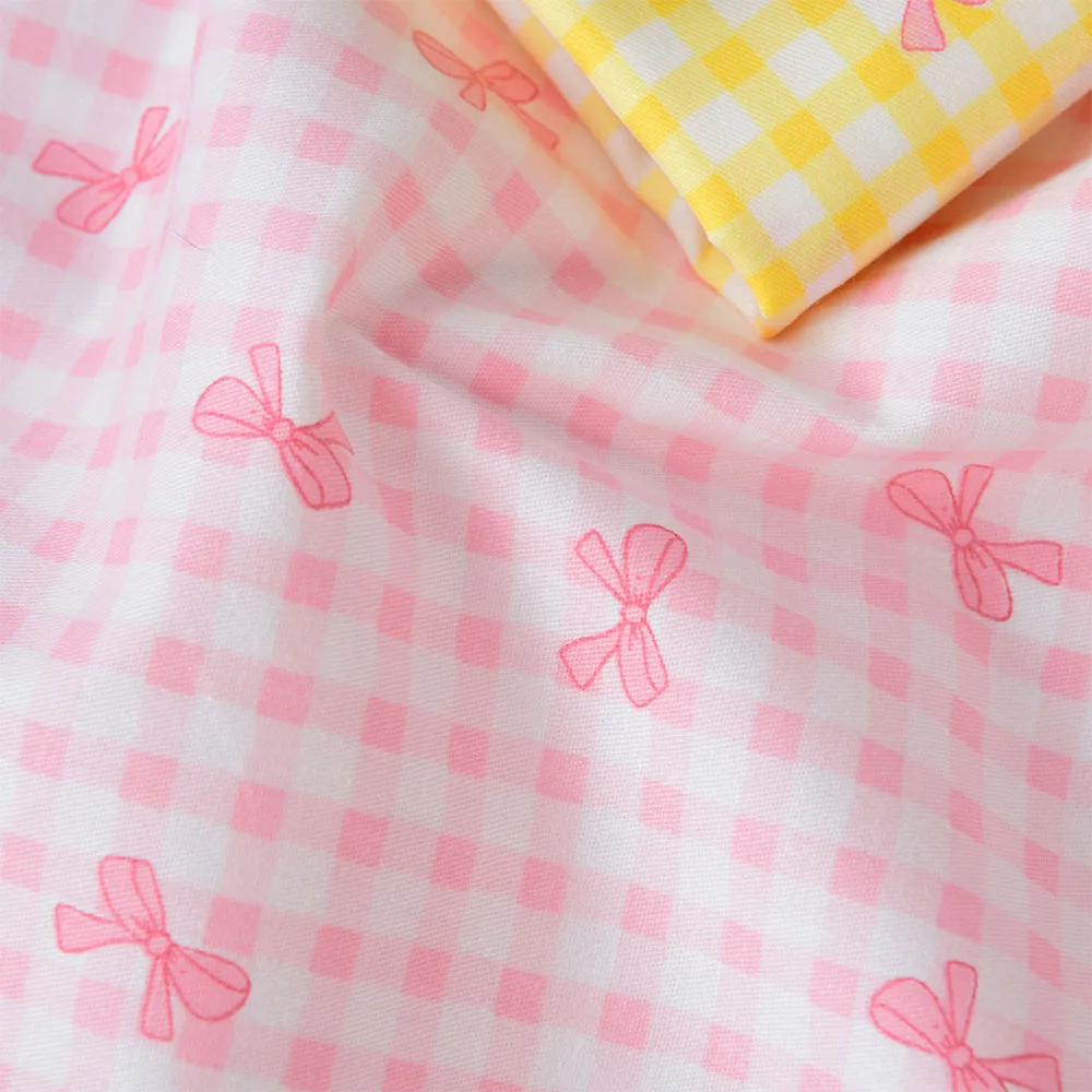 Grid Bow Printed 100% Cotton Fabric For DIY Sewing Clothes Patchwork Quilting Cloth Bedding Blanket Sheet Pillow Decor Handcraft thumbnail 2