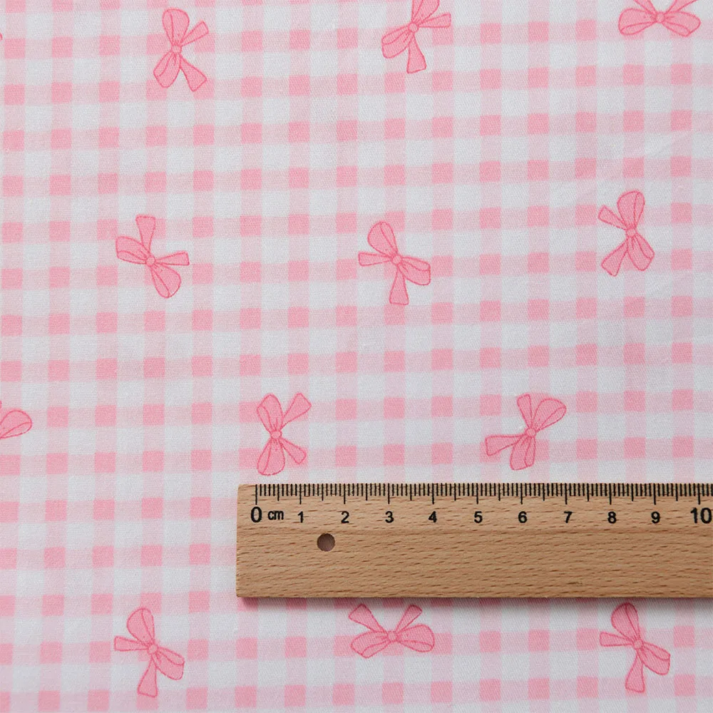 Grid Bow Printed 100% Cotton Fabric For DIY Sewing Clothes Patchwork Quilting Cloth Bedding Blanket Sheet Pillow Decor Handcraft thumbnail 3