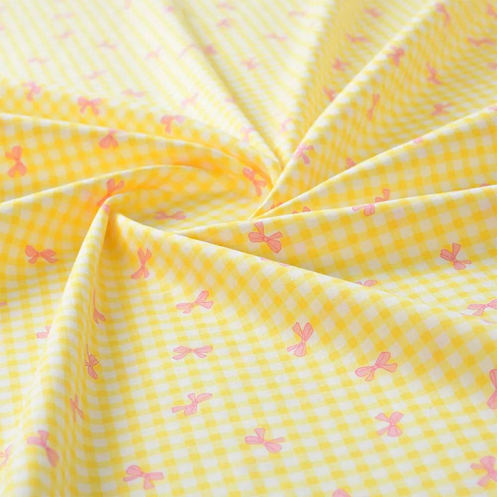 Grid Bow Printed 100% Cotton Fabric For DIY Sewing Clothes Patchwork Quilting Cloth Bedding Blanket Sheet Pillow Decor Handcraft thumbnail 5
