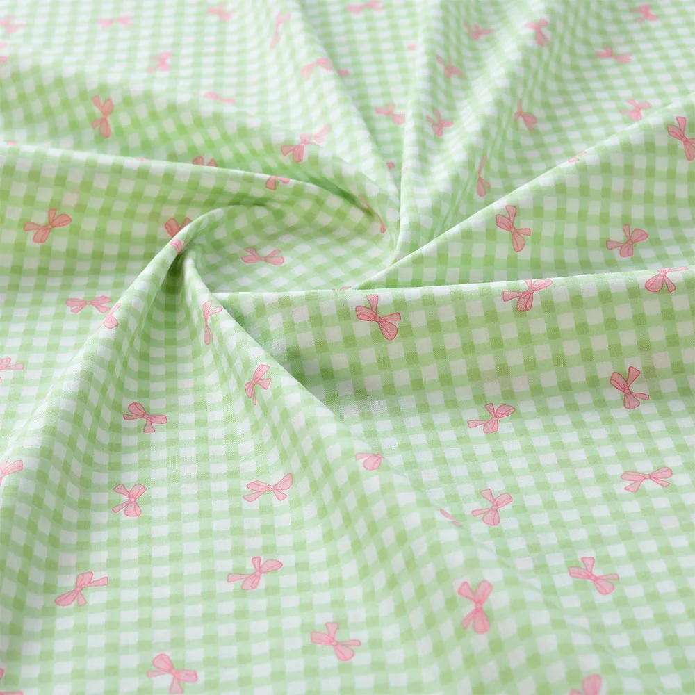 Grid Bow Printed 100% Cotton Fabric For DIY Sewing Clothes Patchwork Quilting Cloth Bedding Blanket Sheet Pillow Decor Handcraft thumbnail 6