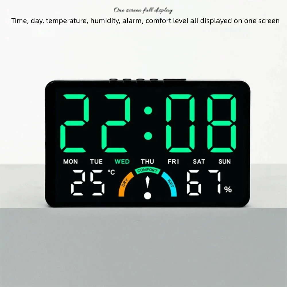 Wall-mounted Electronic Wall Clock Temperature Multi-functional Digital LED Clocks Voice Control Home Display Table Clock thumbnail 5
