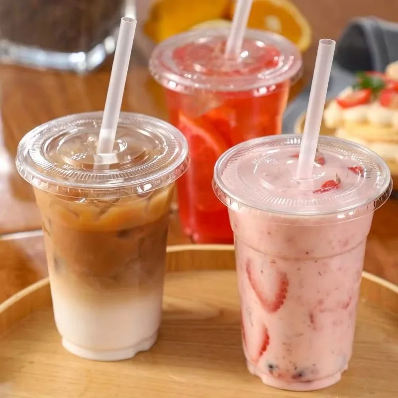 50PCS Disposable Plastic Cup with Lids Plastic Cup Coffee Milkshake Cold Drinks Outdoor Picnic Party Birthday Wedding Supplies thumbnail 3