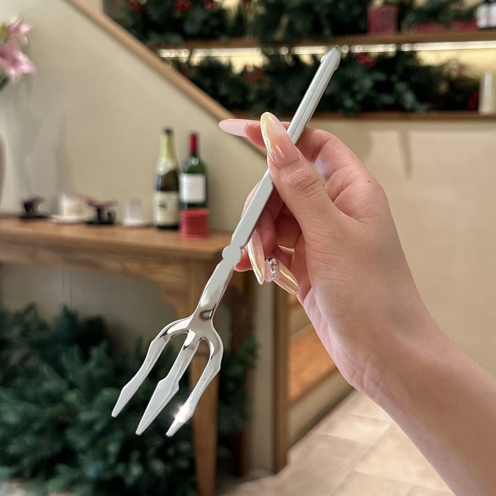 Silvere/Golden Flatware 304/410 Stainless Steel Dinner Fork Camping Dinnerware Salad Pasta Tableware Eating Kitchen Utensils thumbnail 2