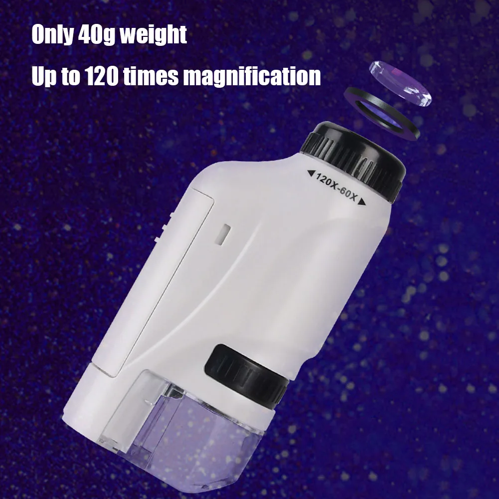 Handheld Pocket Microscope 60-120X Educational Science Microscope Battery Powered Biological Microscope Kit Outdoor Children Toy thumbnail 6