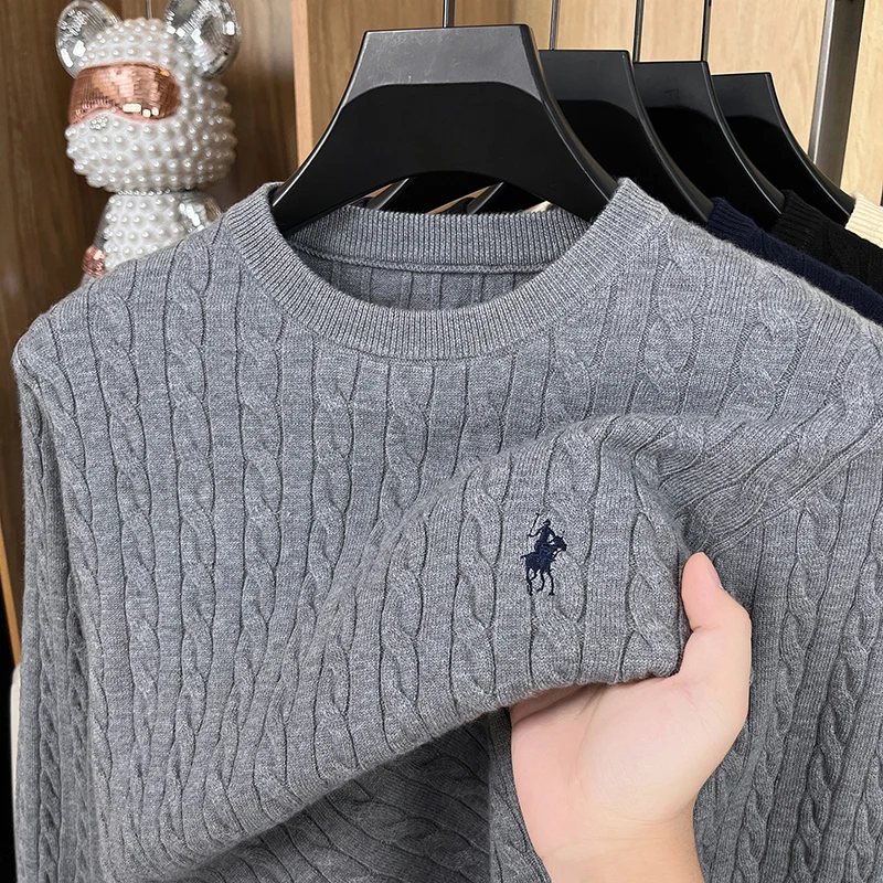 Luxury High-End Solid Color Long Sleeve Sweater Spring Autumn 2026 No.1 Sales Embroidered Fried Dough Twists Knitted thumbnail 5