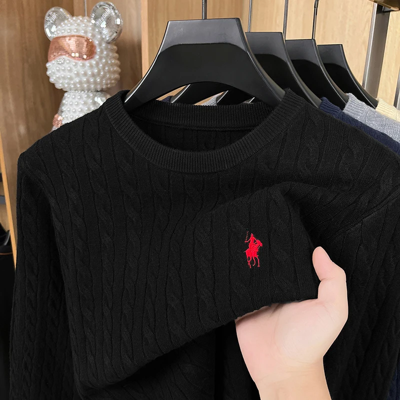 Luxury High-End Solid Color Long Sleeve Sweater Spring Autumn 2026 No.1 Sales Embroidered Fried Dough Twists Knitted thumbnail 2