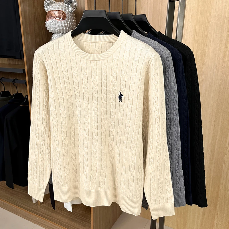 Luxury High-End Solid Color Long Sleeve Sweater Spring Autumn 2026 No.1 Sales Embroidered Fried Dough Twists Knitted thumbnail 6