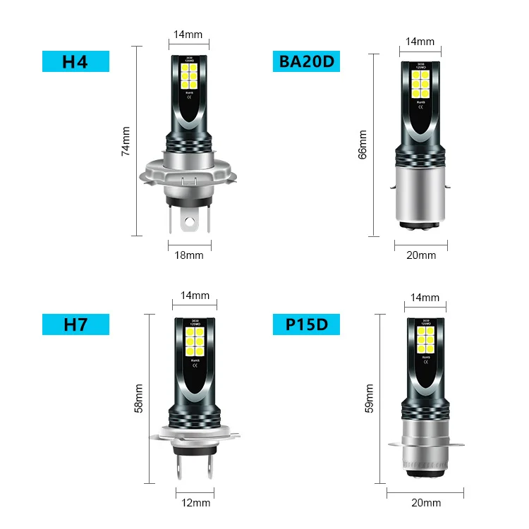 Cross-border special supply of car led headlights fog lights H4 H7 P15D H6 12 lights high brightness led motorcycle headlights thumbnail 3