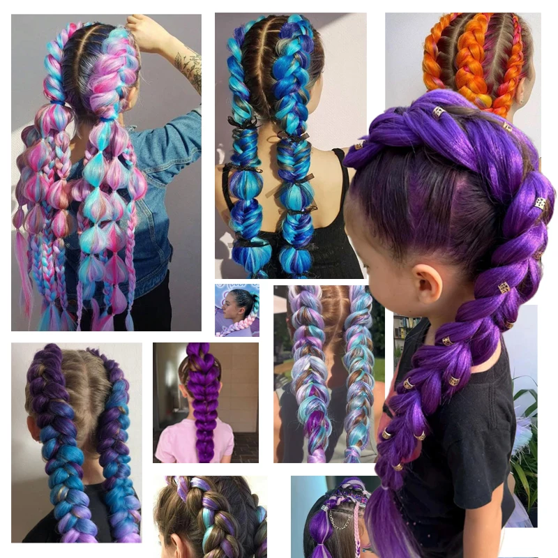 Synthetic Jumbo Braids with Tinsel Hair for Braiding Colored Shiny Hair Extensions Hairpiece for Kids&Women Christmas Party Use thumbnail 6