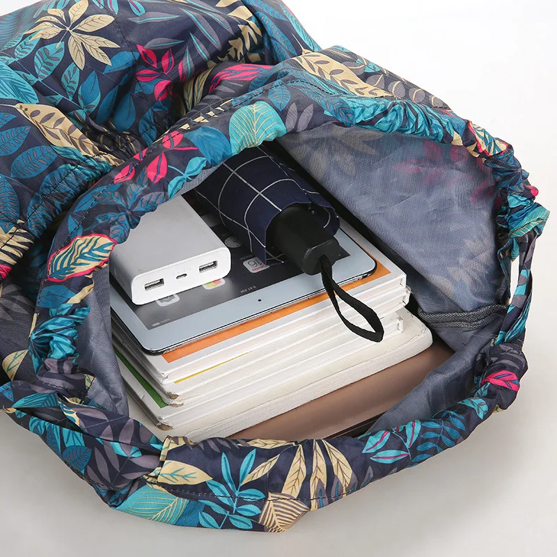 Large Capacity Drawstring Sports Travel Backpack Women's Printed Double Shoulder Nylon Bag Urban Simple Style Summer Fashion thumbnail 4