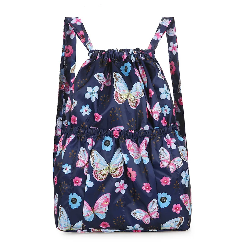 Large Capacity Drawstring Sports Travel Backpack Women's Printed Double Shoulder Nylon Bag Urban Simple Style Summer Fashion thumbnail 5