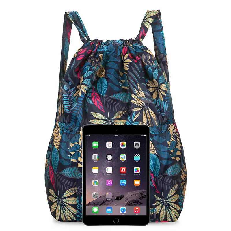 Large Capacity Drawstring Sports Travel Backpack Women's Printed Double Shoulder Nylon Bag Urban Simple Style Summer Fashion thumbnail 3