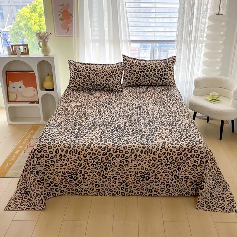 3PC Leopard Print Bed Sheet Set with Pillowcases, Wild Animal Pattern Bedding Set for Bedroom, Fashionable Home Decor thumbnail 3