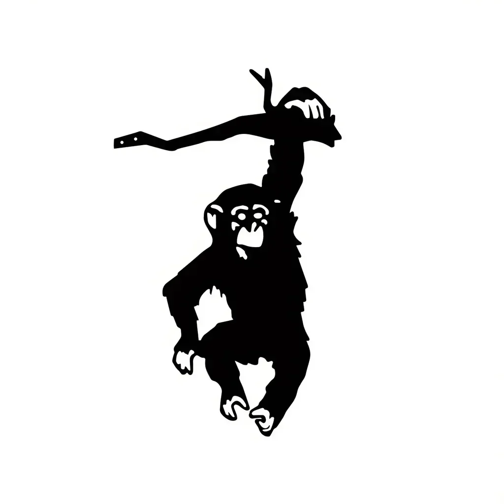 1PC Monkey Hanging On The Branch Garden Stake, Yard Art Decor, Silhouette Metal Wall Art Home Garden Patio Outdoor Statue thumbnail 3