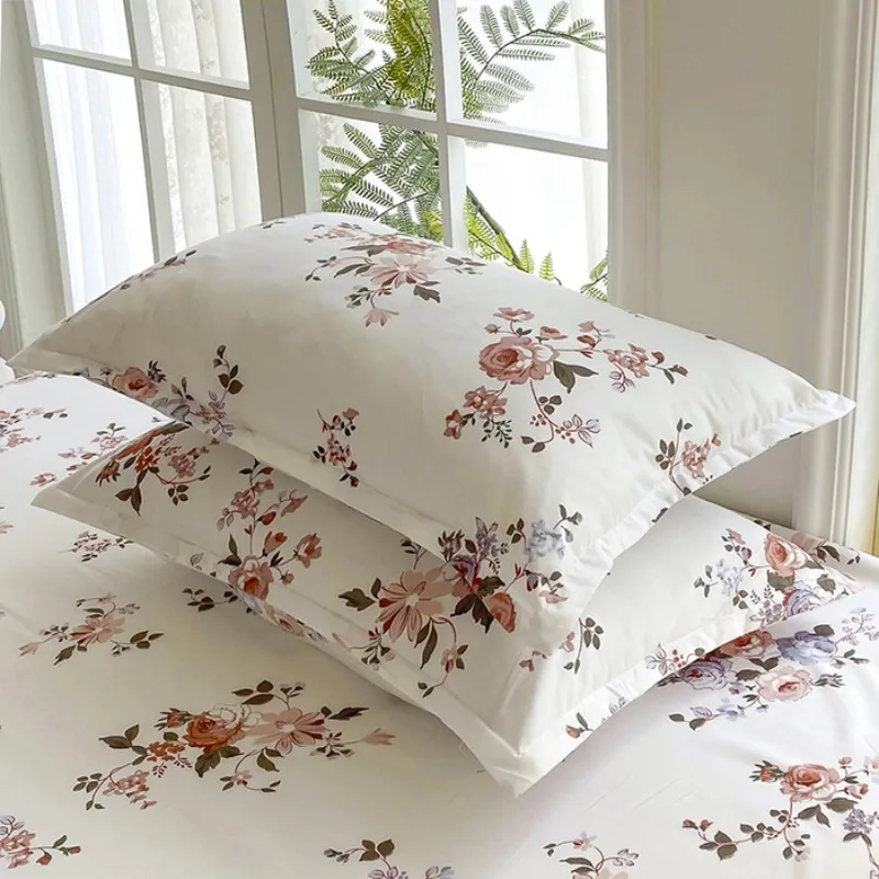 3PC White Floral Printed Bed Sheet Set with Pillowcases, Vintage Rose Flower Bedding Set for Bedroom, Elegant Home Decor thumbnail 4