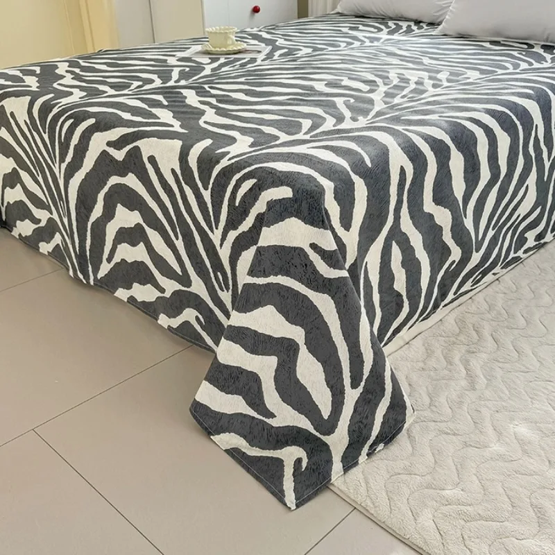 3PC Black & White Zebra Print Bed Sheet Set with Pillowcases,Wild Animal Pattern Bedding Set for Bedroom, Fashionable Home Decor thumbnail 3