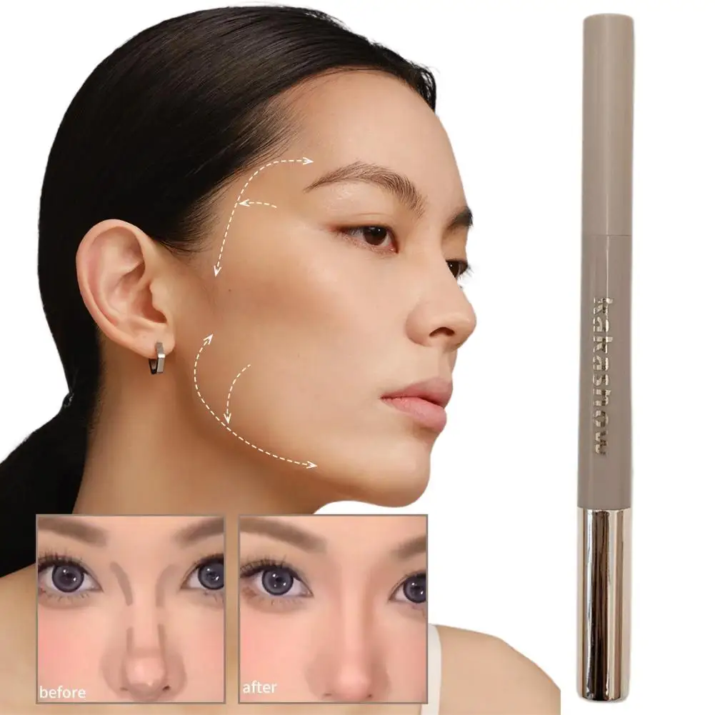 3D contouring pen Long Lasting Waterproof Matte Bronzer Stick Nose Shadow Contour Pen With Brush Facial Contour Stick Makeup thumbnail 2