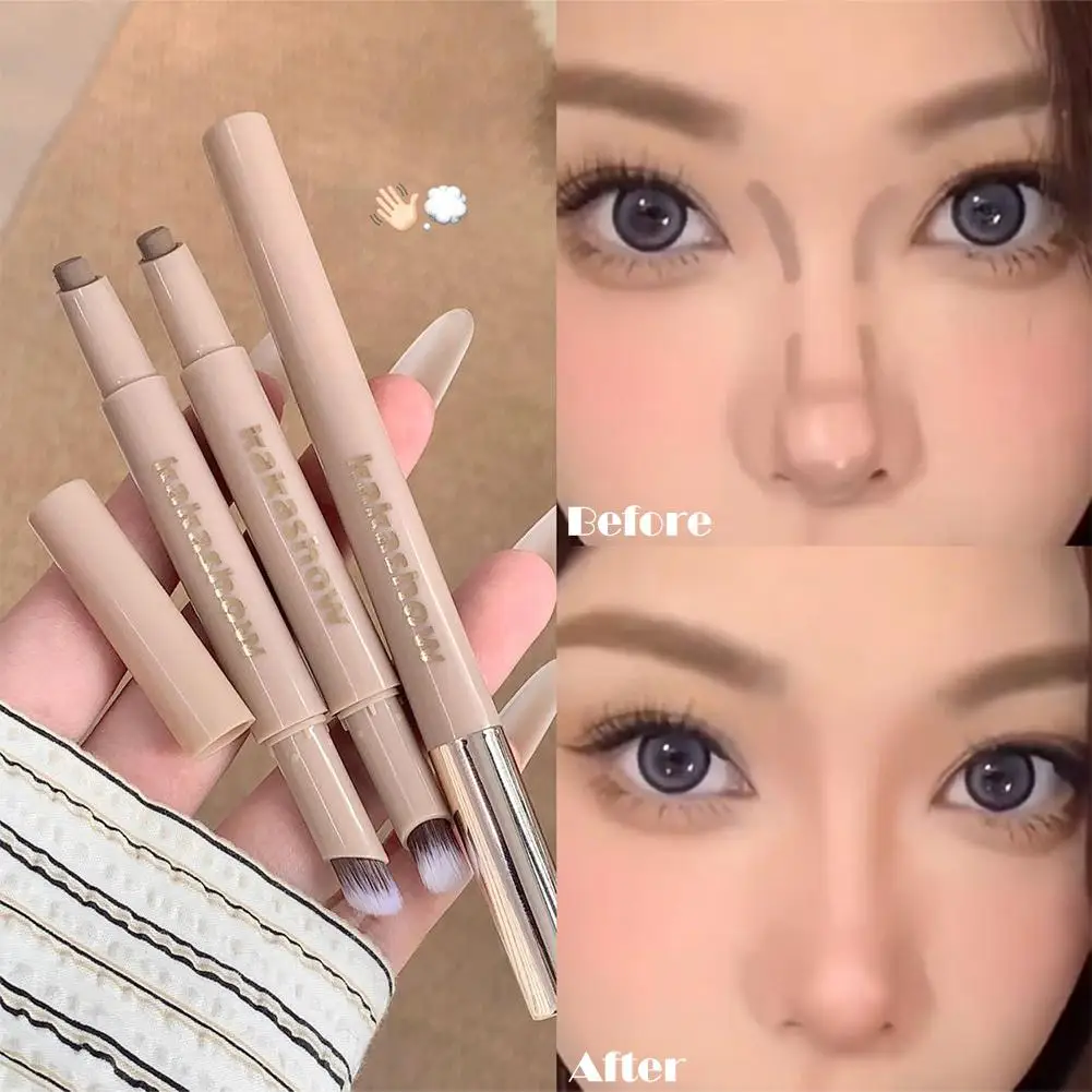 3D contouring pen Long Lasting Waterproof Matte Bronzer Stick Nose Shadow Contour Pen With Brush Facial Contour Stick Makeup thumbnail 3