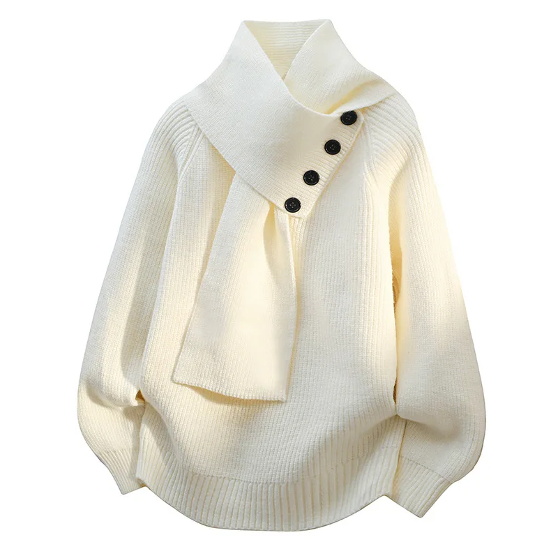 New Fashion Design Men Scarf Collar Pullover Sweaters Men Spring Autumn Outwear Loose Csual Knitted Sweaters Size 4XL thumbnail 4