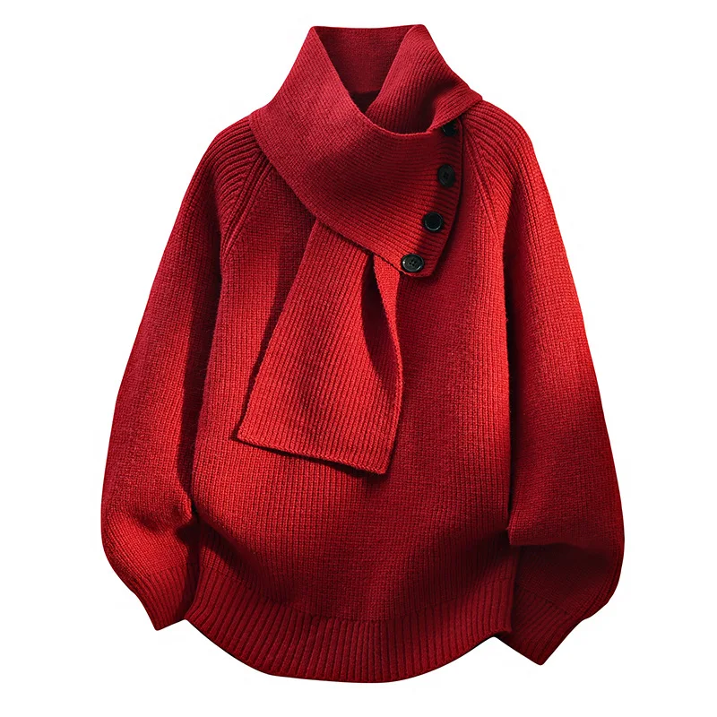 New Fashion Design Men Scarf Collar Pullover Sweaters Men Spring Autumn Outwear Loose Csual Knitted Sweaters Size 4XL thumbnail 2
