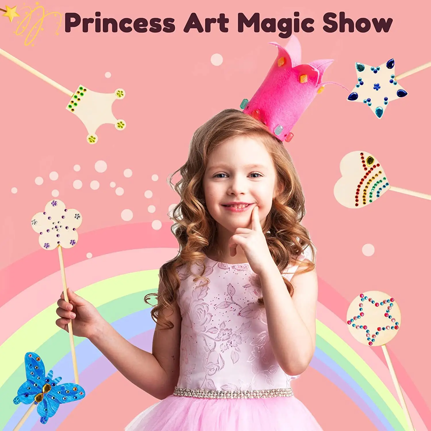 6/12Pcs DIY Wooden Princess Wands Craft Kit Unfinished Wooden Wands for Painting Fun Party Supplies for Birthday Parties Gift thumbnail 5