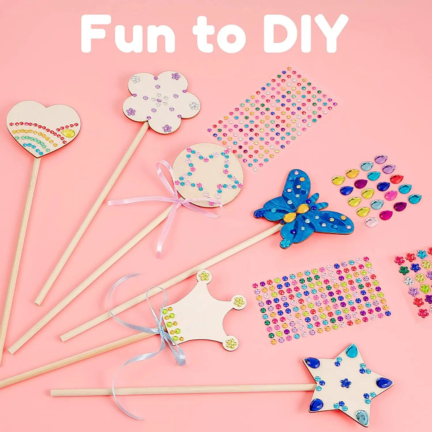 6/12Pcs DIY Wooden Princess Wands Craft Kit Unfinished Wooden Wands for Painting Fun Party Supplies for Birthday Parties Gift thumbnail 6