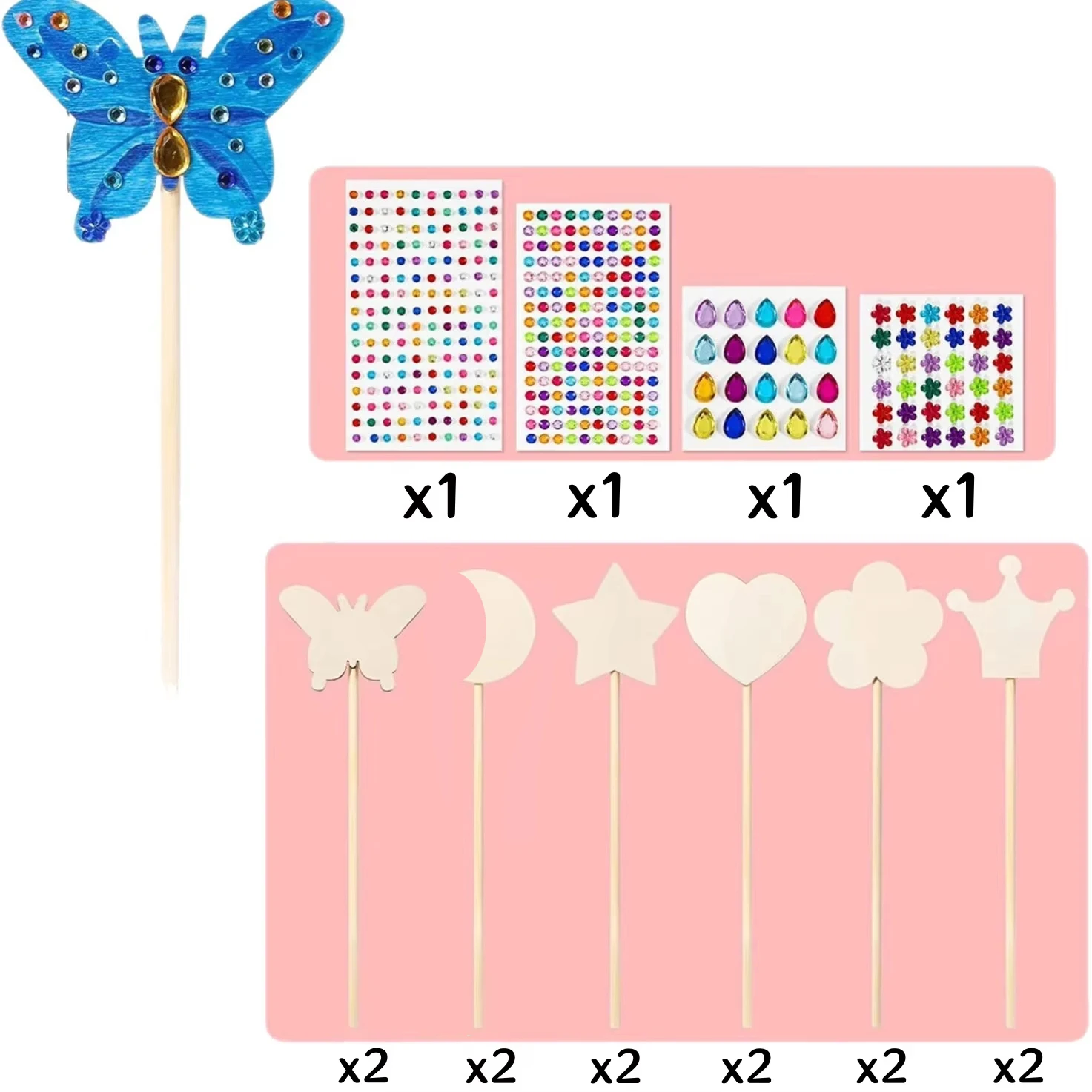 6/12Pcs DIY Wooden Princess Wands Craft Kit Unfinished Wooden Wands for Painting Fun Party Supplies for Birthday Parties Gift thumbnail 2