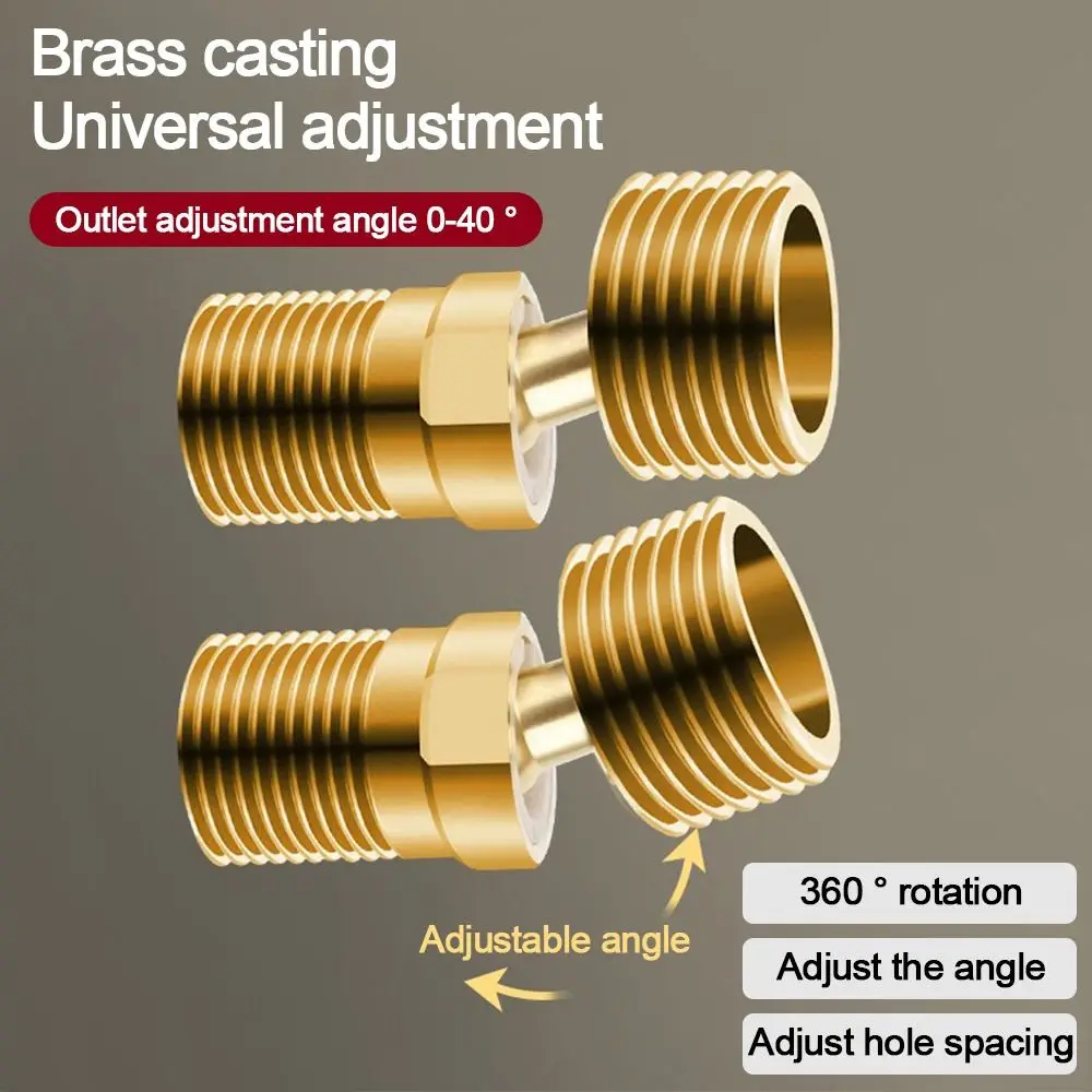 Copper Angled Curved Foot 360° Rotatable Angle Adjustment Shower Faucet Adapter Wall Mounted Lengthened Eccentric Screw Corner thumbnail 5