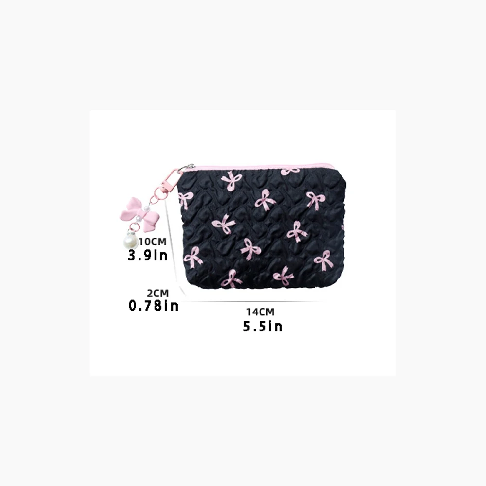 Fashion Simple Bow Pendant Wallet Cute Large Capacity Storage Lipstick Storage Makeup Bag Coin Wallet Women Girls Birthday Gifts thumbnail 6