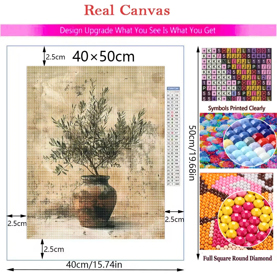 5D DIY Diamond Art Painting New Arrival Olive Tree Shadow Vase Diamond Mosaic  Cross Stitch Kit 2026 Home Decoration thumbnail 4