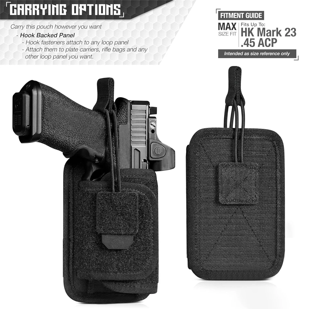 2Pcs Universal Pistol Gun Holster Concealed Carry Gun Holster Pouch Handgun Holder Pouch with Back Panel Hunting Accessory thumbnail 5