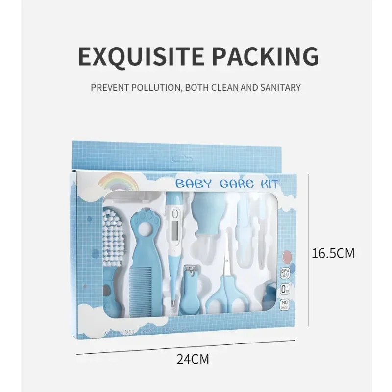 10-Piece Newborn Baby Care Set - Soft Bristle Brush/Comb Nasal Suction & Thermometer BPA-Free Safety Material Essential Kit thumbnail 5
