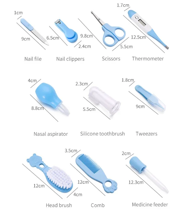 10-Piece Newborn Baby Care Set - Soft Bristle Brush/Comb Nasal Suction & Thermometer BPA-Free Safety Material Essential Kit thumbnail 6