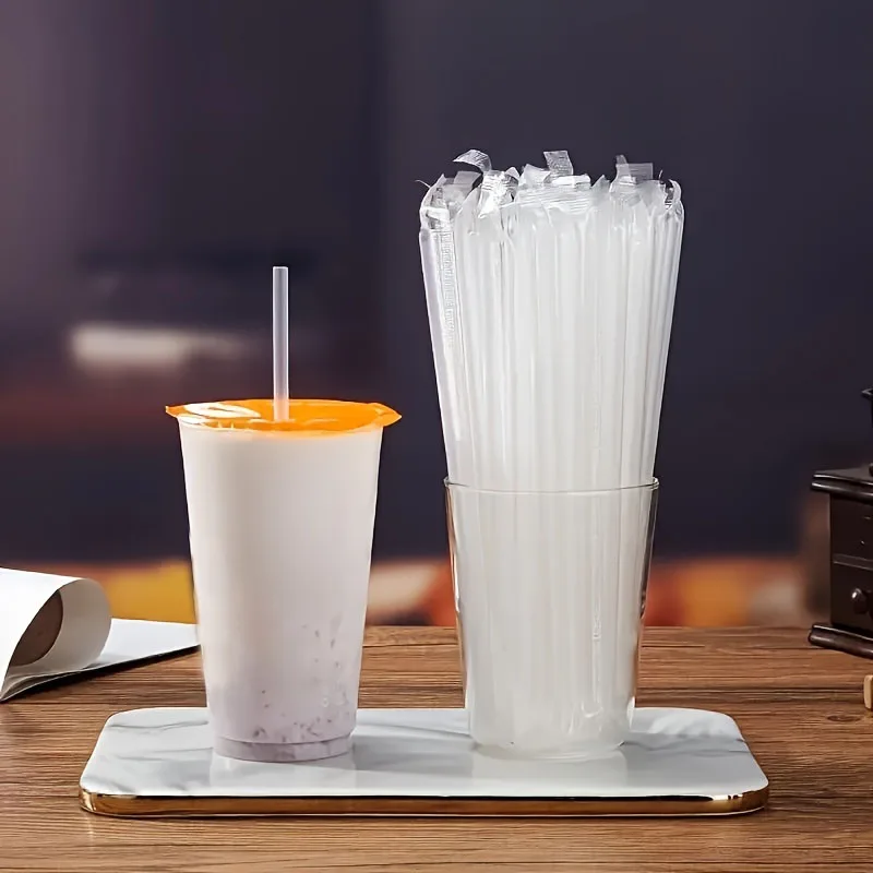 100PCS Transparent Straws Disposable Drinking Straws Milk Tea Coffee Smoothies Other Beverages Holiday Party Gatherings Supplies thumbnail 6