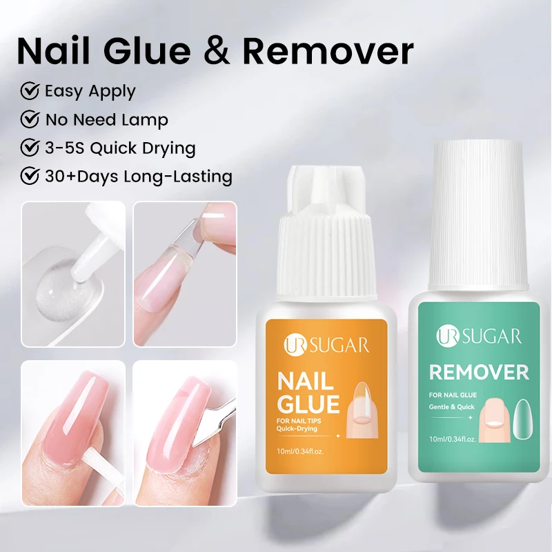 UR SUGAR 10ml Nail Glue For False Nail Tips Remover Quick Dry Long Lasting Adhesive Multifunction Strong Gel Nail Polish Removal