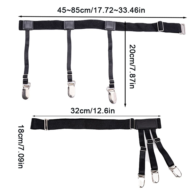 2PCS Men Shirt Stay Belt With Non-slip Locking Clips Gentleman Leg Thigh Suspender Garters Strap Elastic UniformShirt Braces thumbnail 5