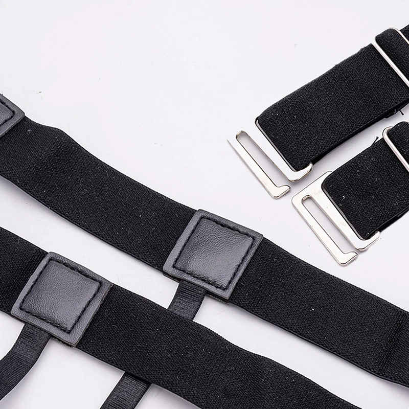 2PCS Men Shirt Stay Belt With Non-slip Locking Clips Gentleman Leg Thigh Suspender Garters Strap Elastic UniformShirt Braces thumbnail 4